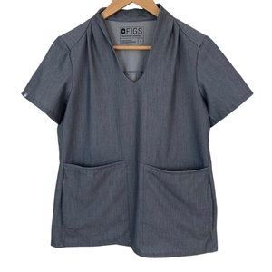 Figs Technical Scrubs Top Gray Small